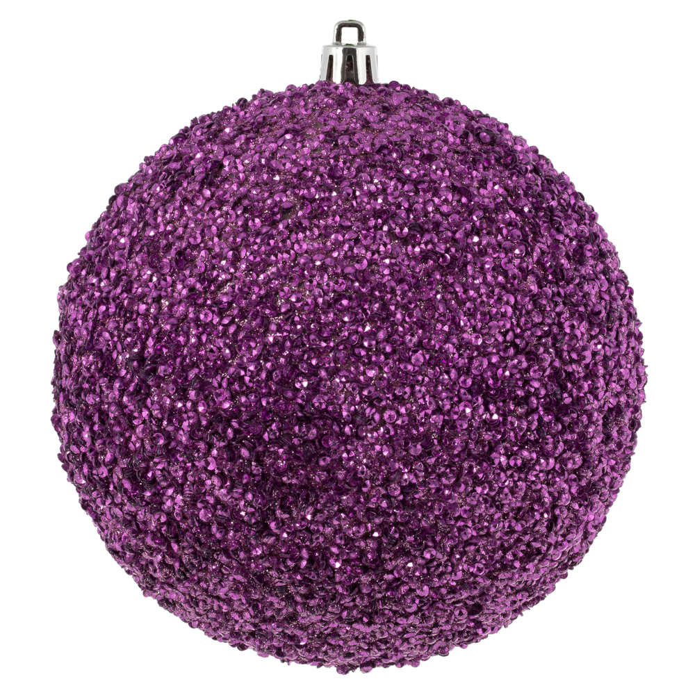 N185779D 4.75 in. Beaded Ball Ornament, Pink - 6 Per Bag
