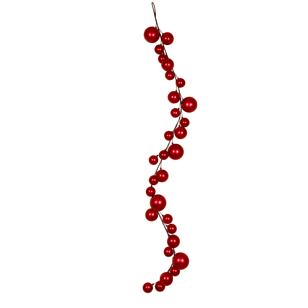 N181603 6 ft. Red Candy Christmas Ball Garland Ornament