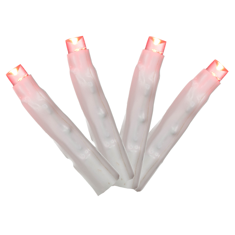 X17W250 144 Light x 24 ft. LED Cluster Christmas Light Set with White Wire, Pink