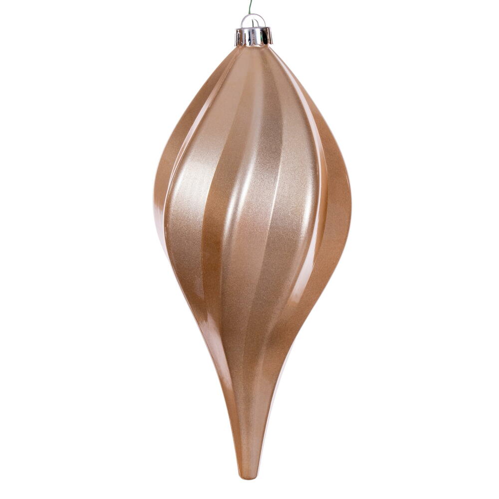 N189680DCV 12 in. UV Candy Swirl Drop Christmas Ornament, Cafe Latte