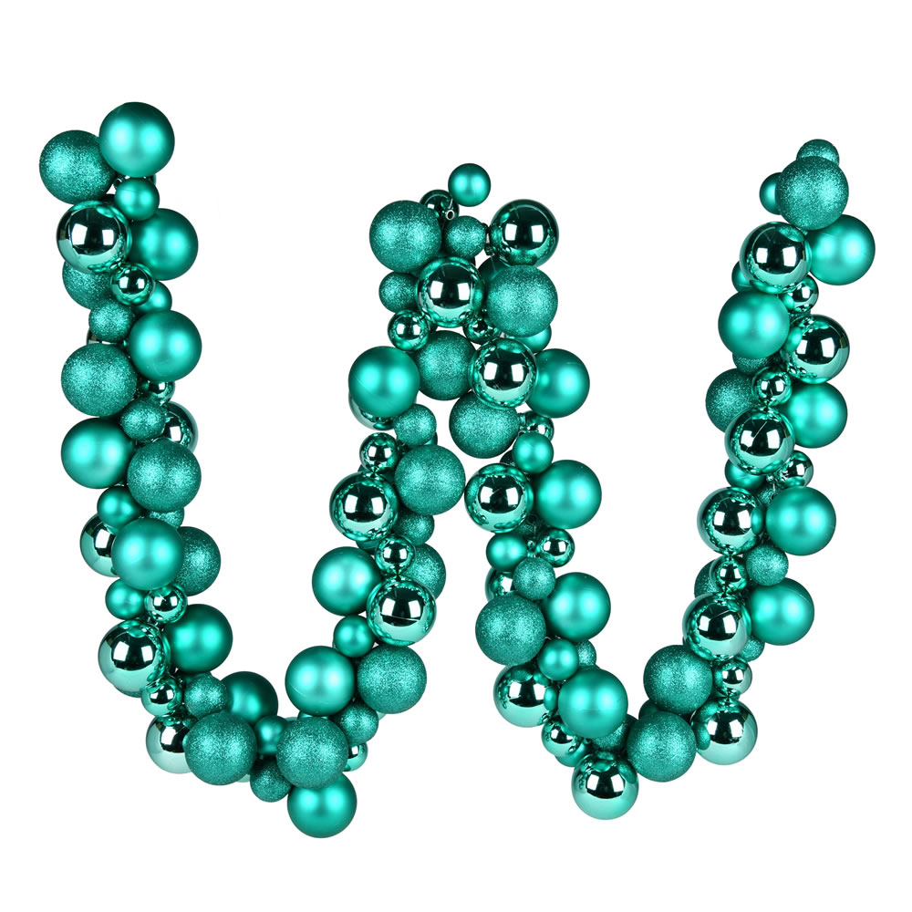 N191242 6 ft. Assorted Ornament Ball Christmas Garland, Teal