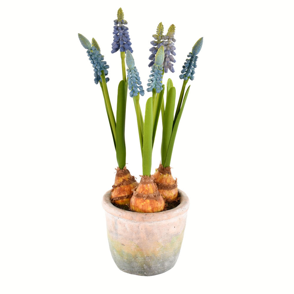 FA192902 10 in. Artificial Blue Hyacinths in Container, Pack of 2