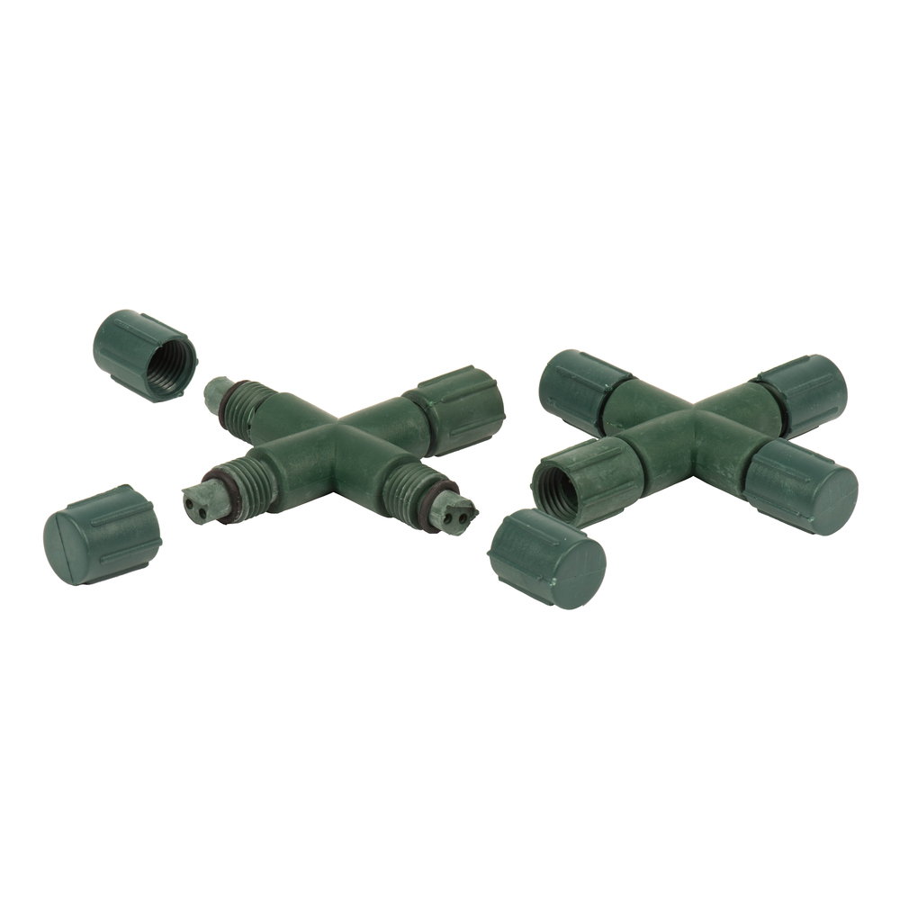 X6G6614 2 in. Single Mold LED Coaxial X Splitter Set, Green - 6 Per Bag