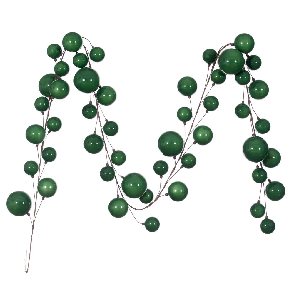 N222804 10 ft. Pearl Branch Ball Wire Garland, Green