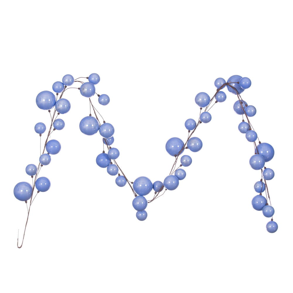 N222829 10 ft. Pearl Branch Ball Wire Garland, Periwinkle