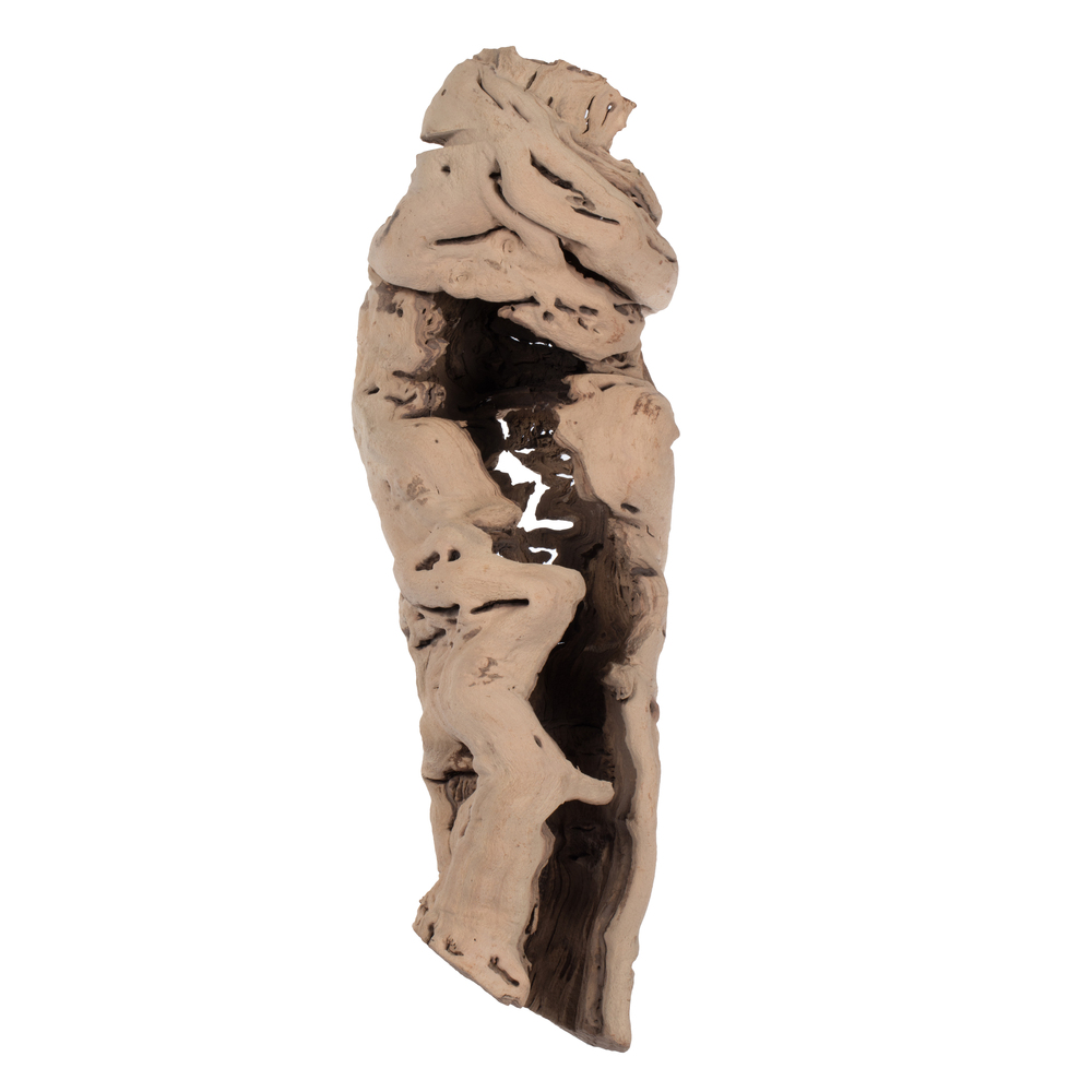 H4GRUSBH12 12-14 in. Dried Split Urns Sand Blasted Grape Wood, Tan