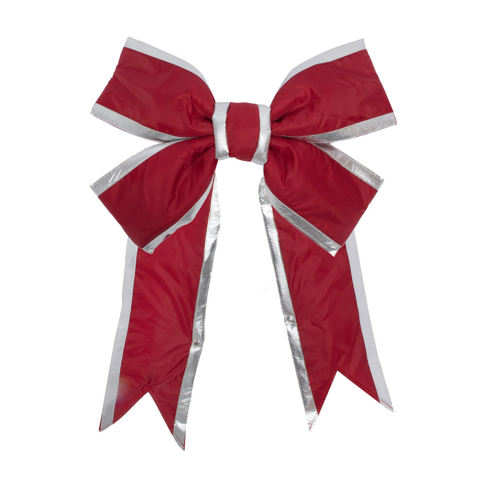 L130524 24 x 30 in. Nylon Outdoor Christmas Bow, Red & Silver