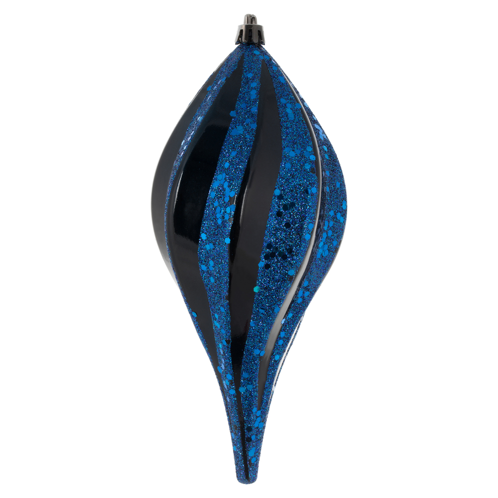 M132531 8 in. Glitter Swirl Drop Christmas Ornament, Midnight Blue