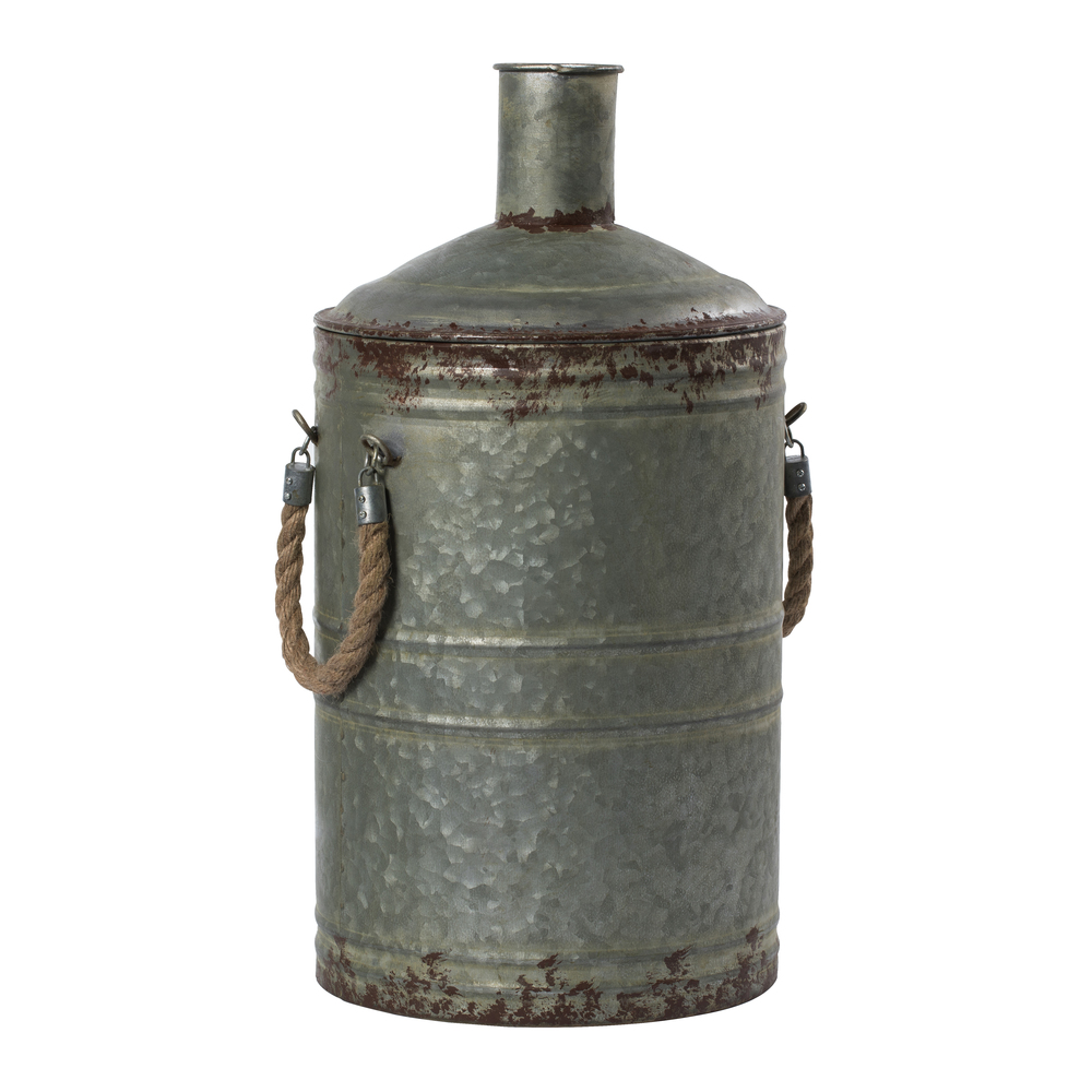 FQ196719 10.5 x 11 x 19.5 in. Rustic Metal Container with Handle, Gray