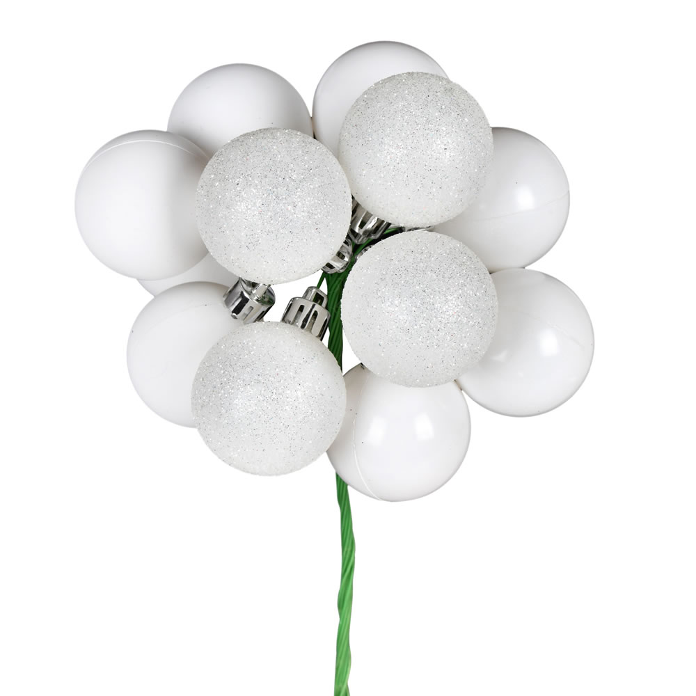 N192511 12 in. Ball Ornament Christmas Pick, White - 4 Per Bag