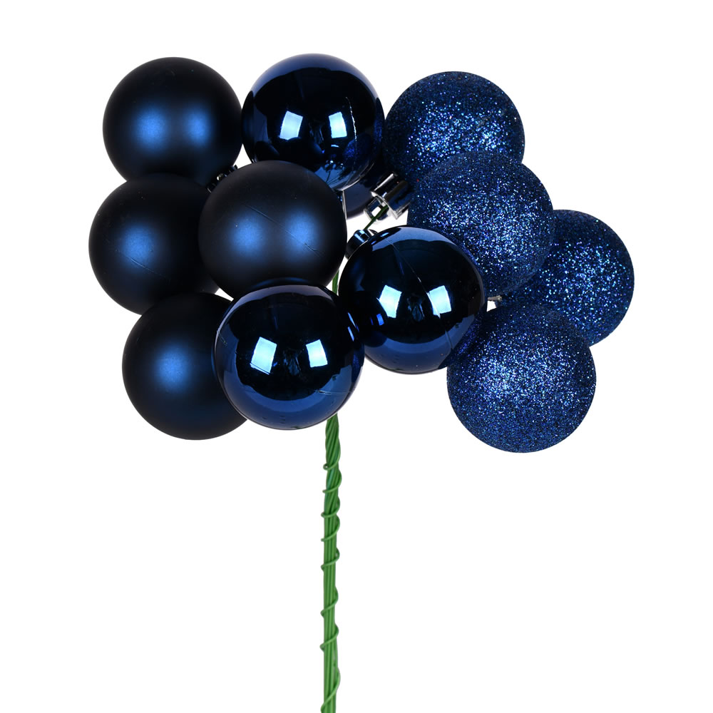 N192531 12 in. Ball Ornament Pick, Midnite Blue - 4 per Bag