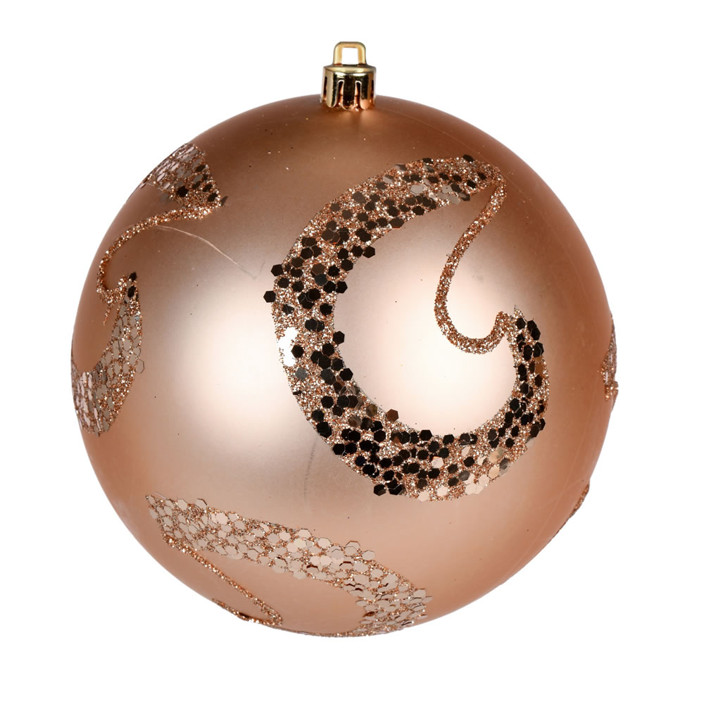 N191780D 4.75 in. Matte Sequin Swirl Ornament, Cafe Latte - 4 Per Bag
