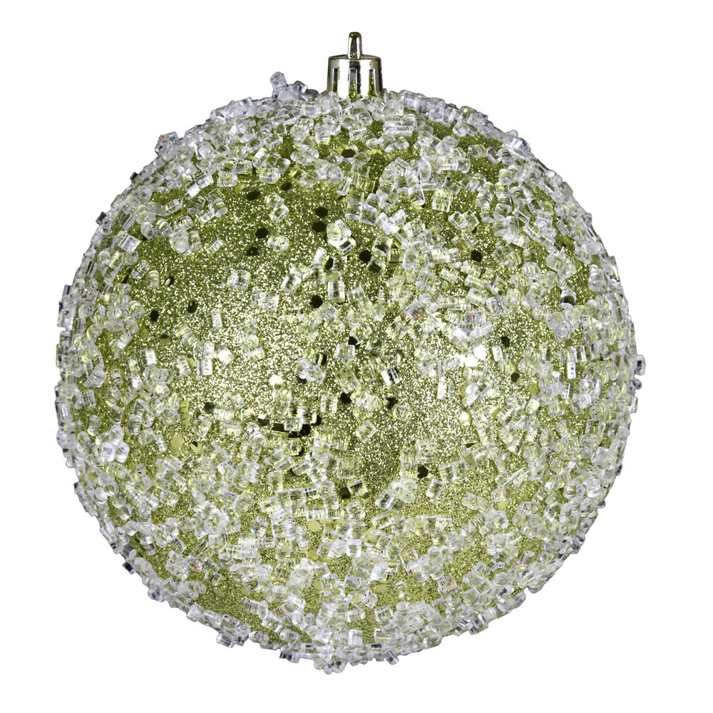 N190273D 4.75 in. Glitter Hail Ball Ornament, Lime - 4 per Bag