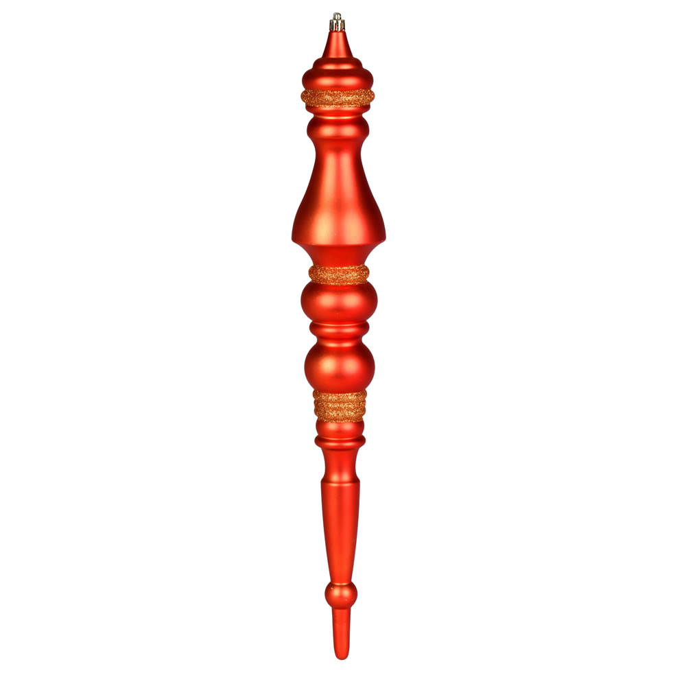 N190818D 20 in. Matte Finial Ornament, Burnish Orange