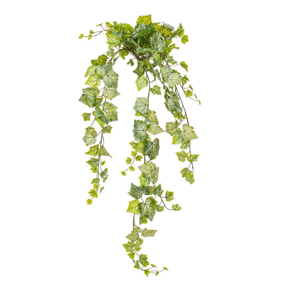 FZ192451 51 in. Artificial Grape Leaf Ivy Hanging Bush, Green & White