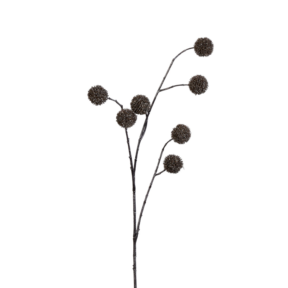 RN198038 32 in. Glitter Pom Pom Artificial Christmas Spray, Champagne