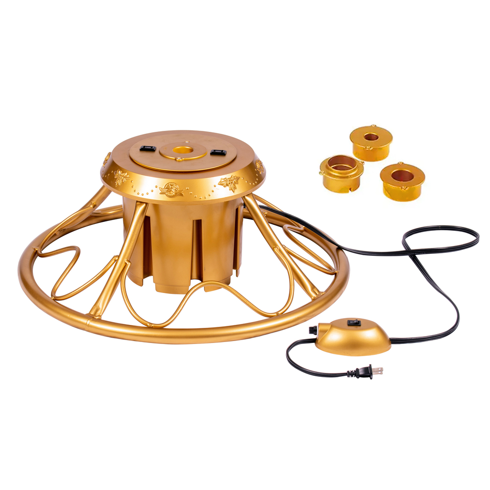 PT190022 9 x 22 in. Artificial 360 Degree Rotating Tree Stand, Gold