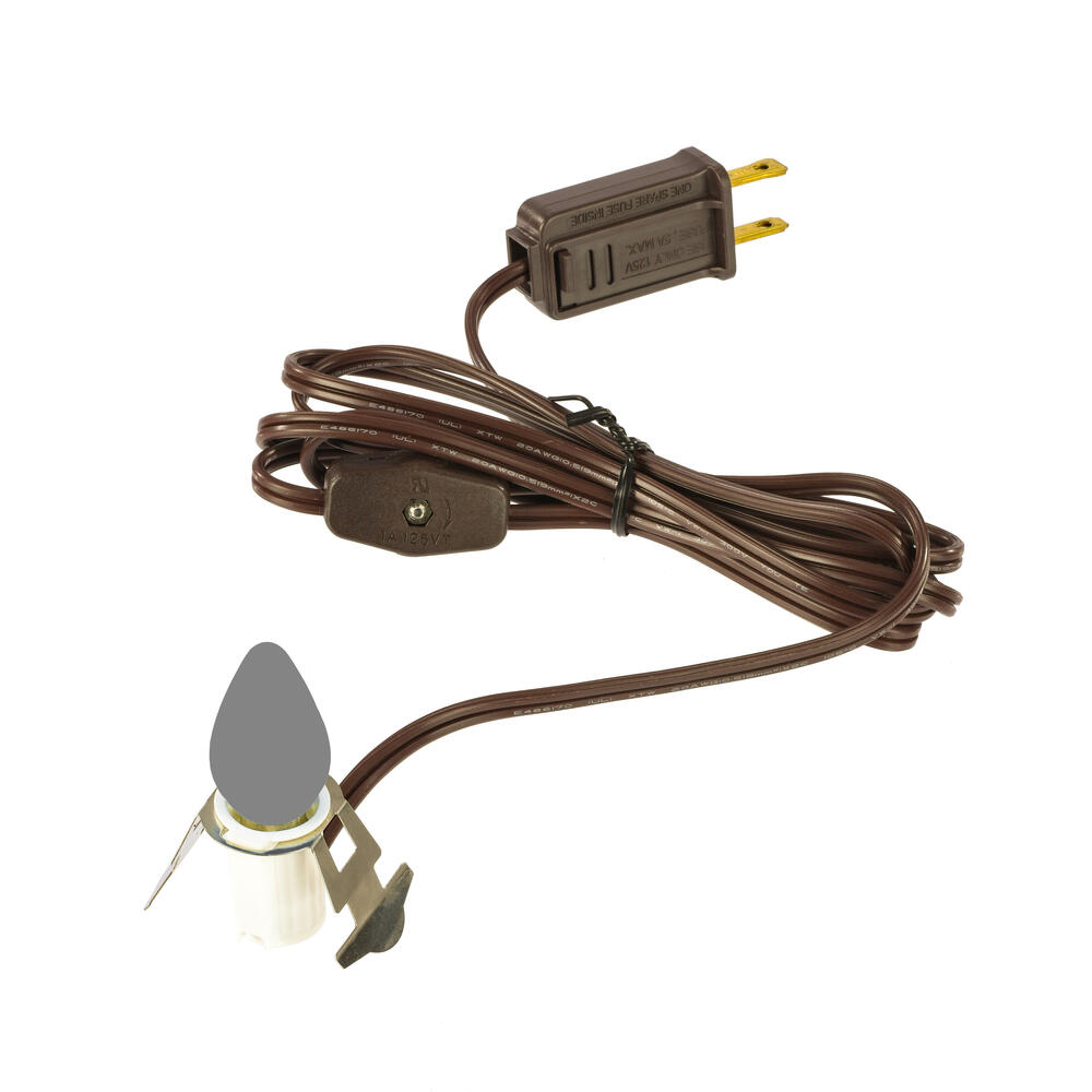 6 ft. C7 Socket XTW 20 Gauge Switched Pinch Light Clip, Brown Wire - Pack of 2