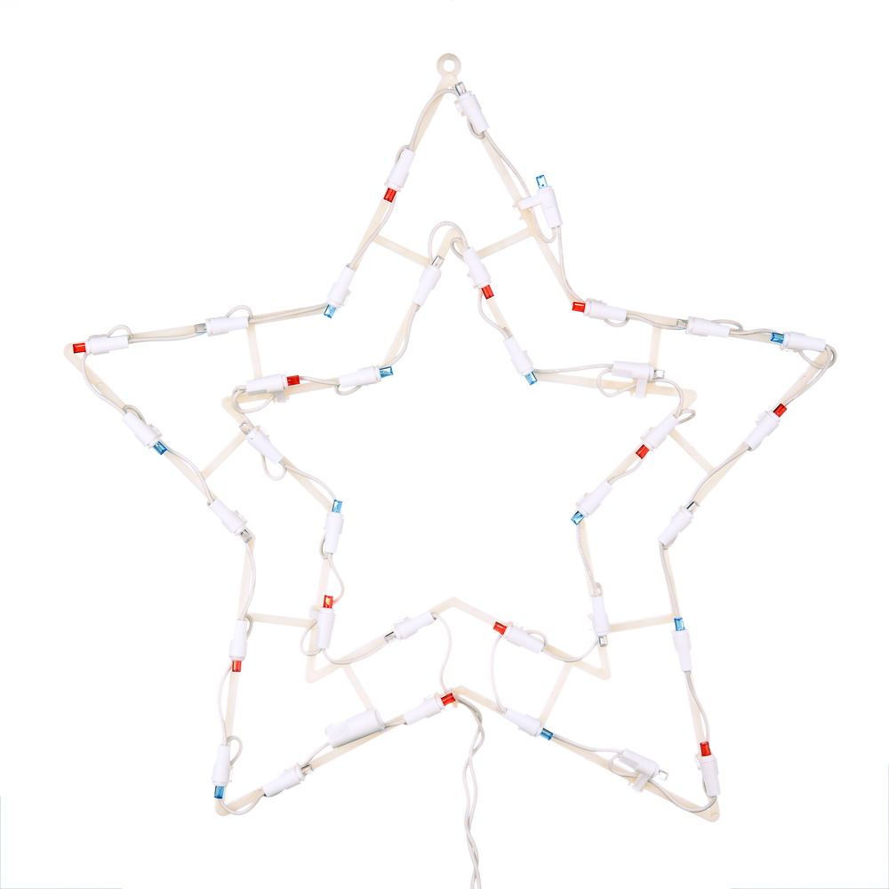 X490624 17 x 17 in. Star Christmas Window Silhouette Motif with LED Lights, Red, White & Blue