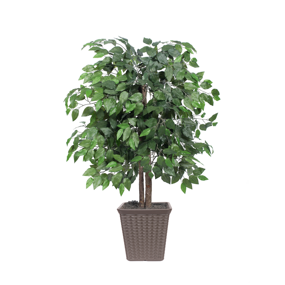 TBU0140-SB 4 ft. Artificial Ficus Bush with Square Container, Brown & Dark Green
