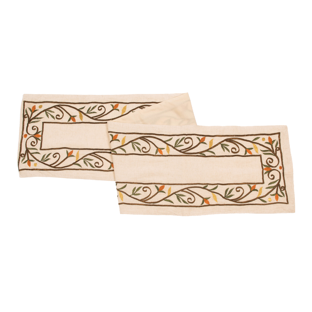 QTX17712 12 x 60 in. Harvest Border Table Runner, Ecru