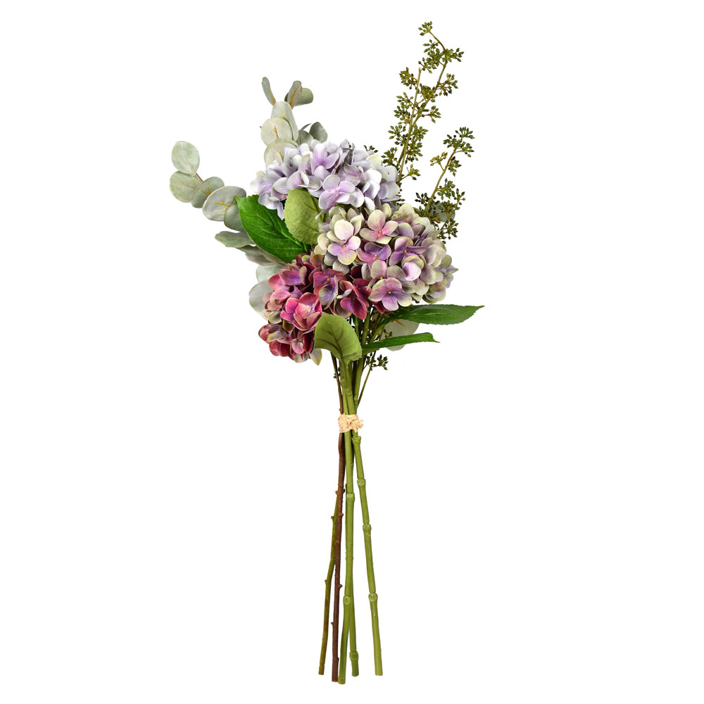 FQ190636 36 in. Artificial Dusty Mauve Hydrangea Bundle Bouquet, Lilac & Gray
