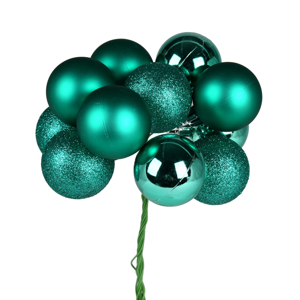 N192542 12 in. Ball Ornament Christmas Pick, Teal - 4 Per Bag