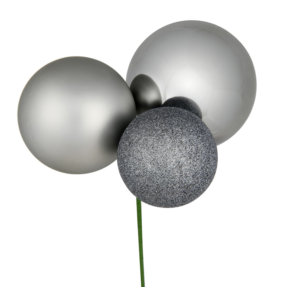 N193225 18 in. Ball Ornament Christmas Pick, Limestone - 2 Per Bag