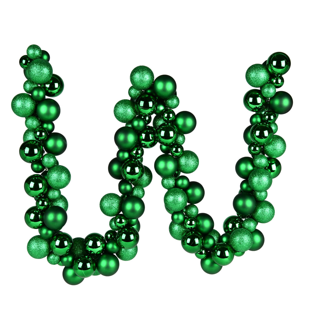 N191204 6 ft. Green Assortment Ball Garland Ornament