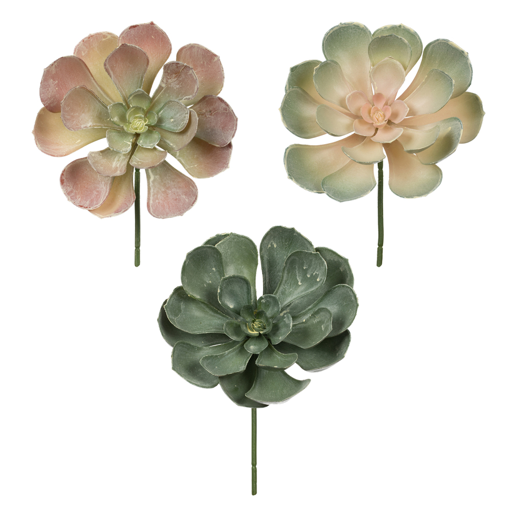 FV192701 8.5 in. Artificial Assorted Echeveria Stem, Green - 6 Per Bag