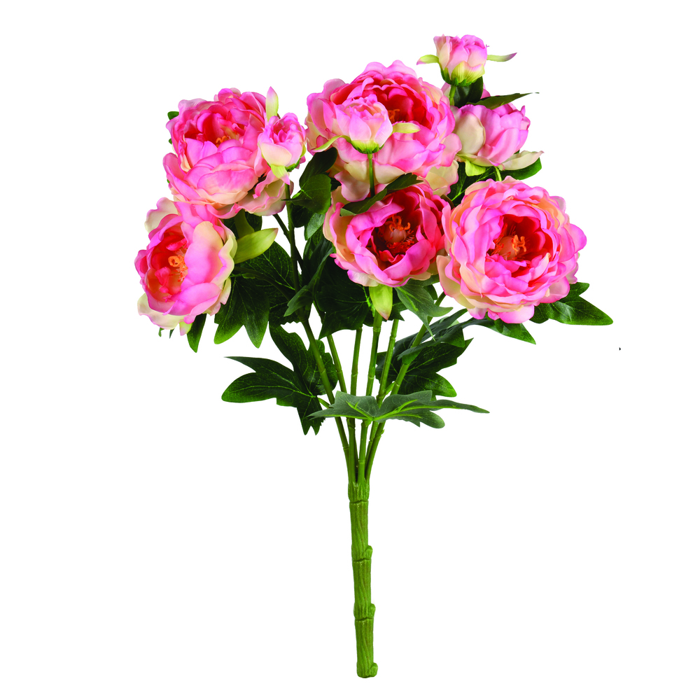 FA191179 19 in. Artificial Peony Bush with 9 Blooms, Light Pink