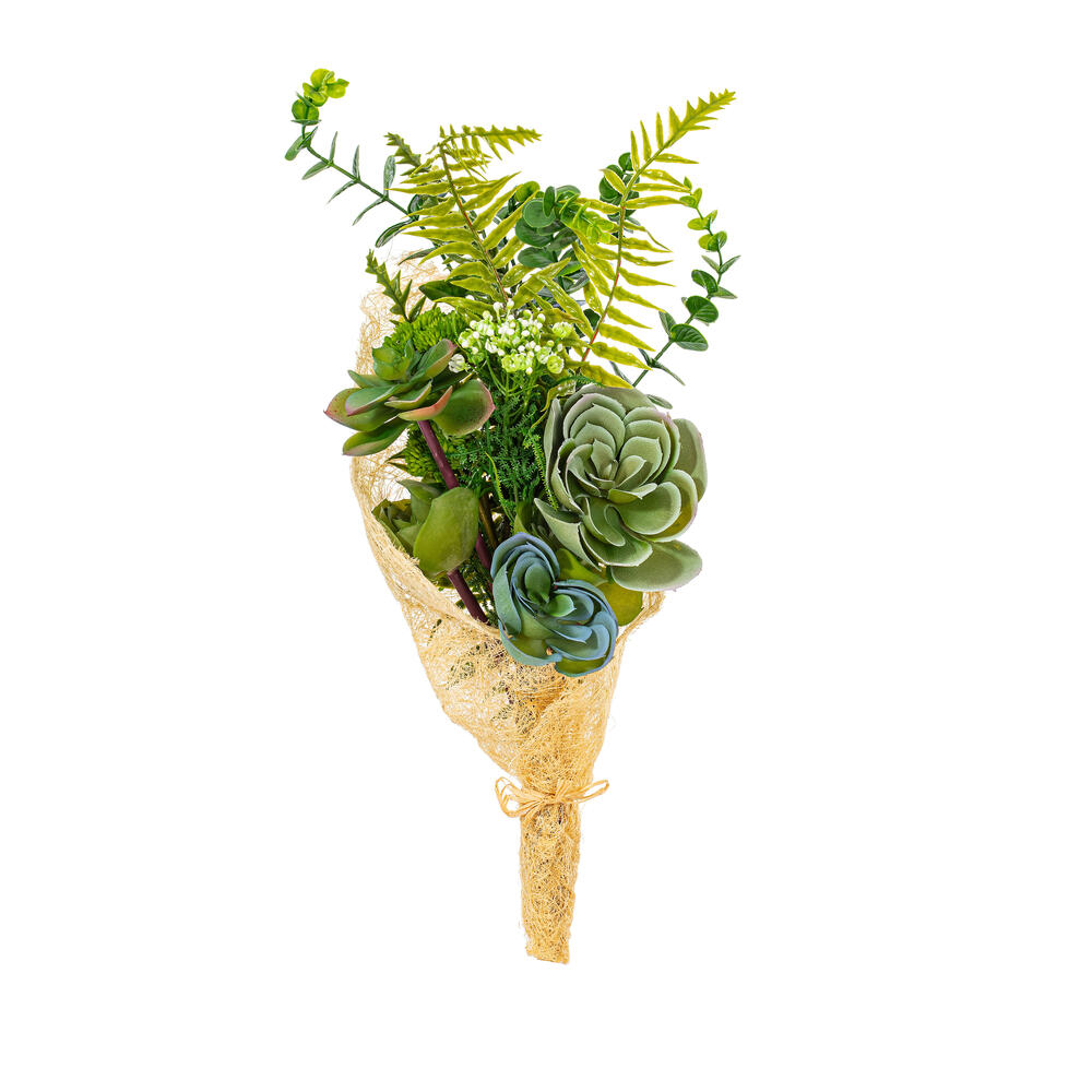 FA192420 21 in. Artificial Succulent Bouquet, Green