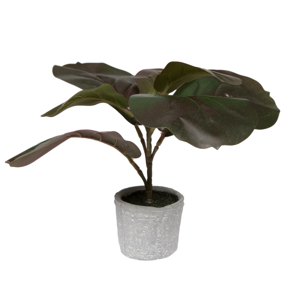 FM223502 11 in. Artificial Fiddle Leaf Figure Plant with Pot, Red & Green