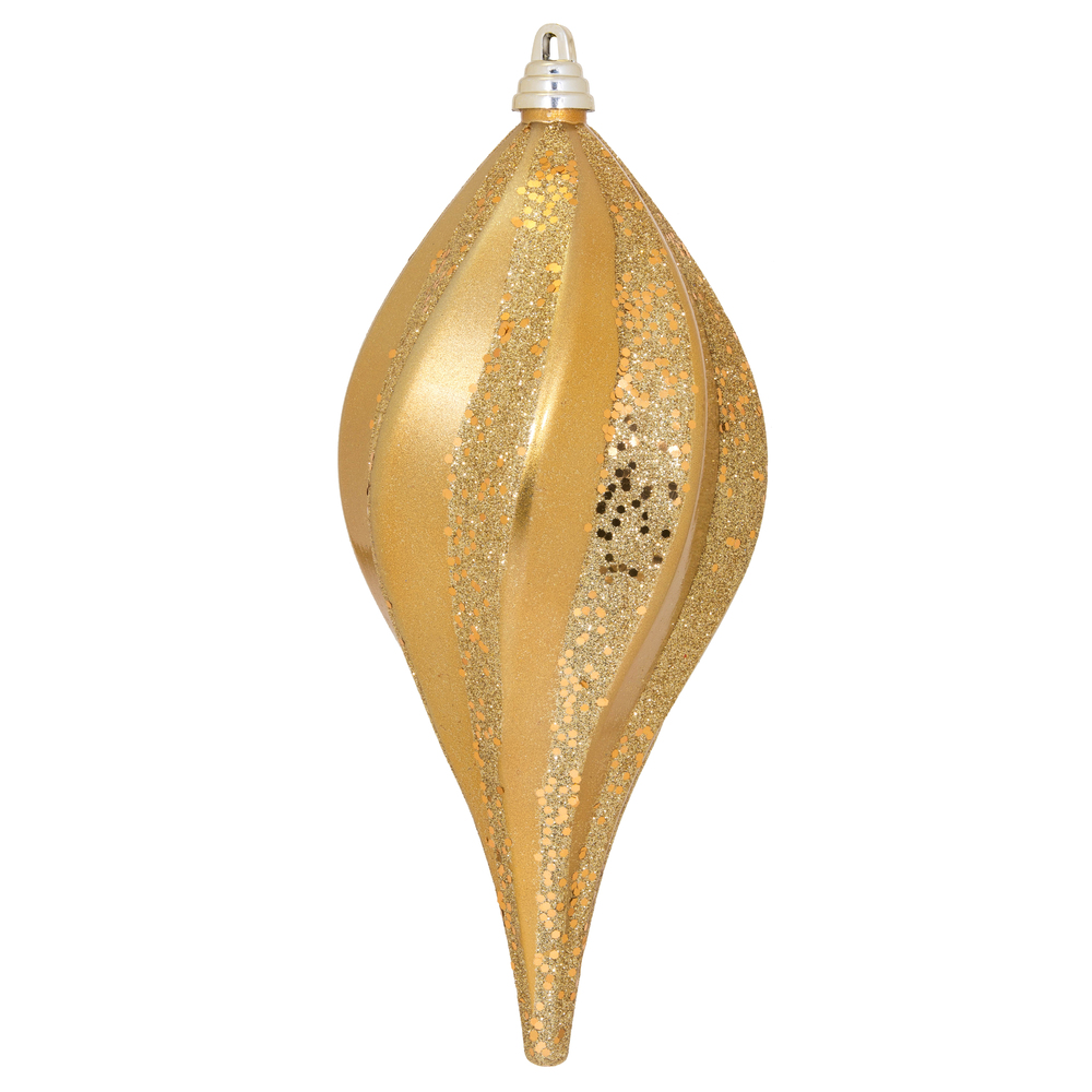 M132633 12 in. Candy Glitter Swirl Drop Ornament, Copper & Gold