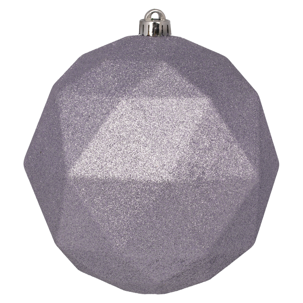 M177534DG 8 in. Glitter Geometric Ball Ornament, Lilac