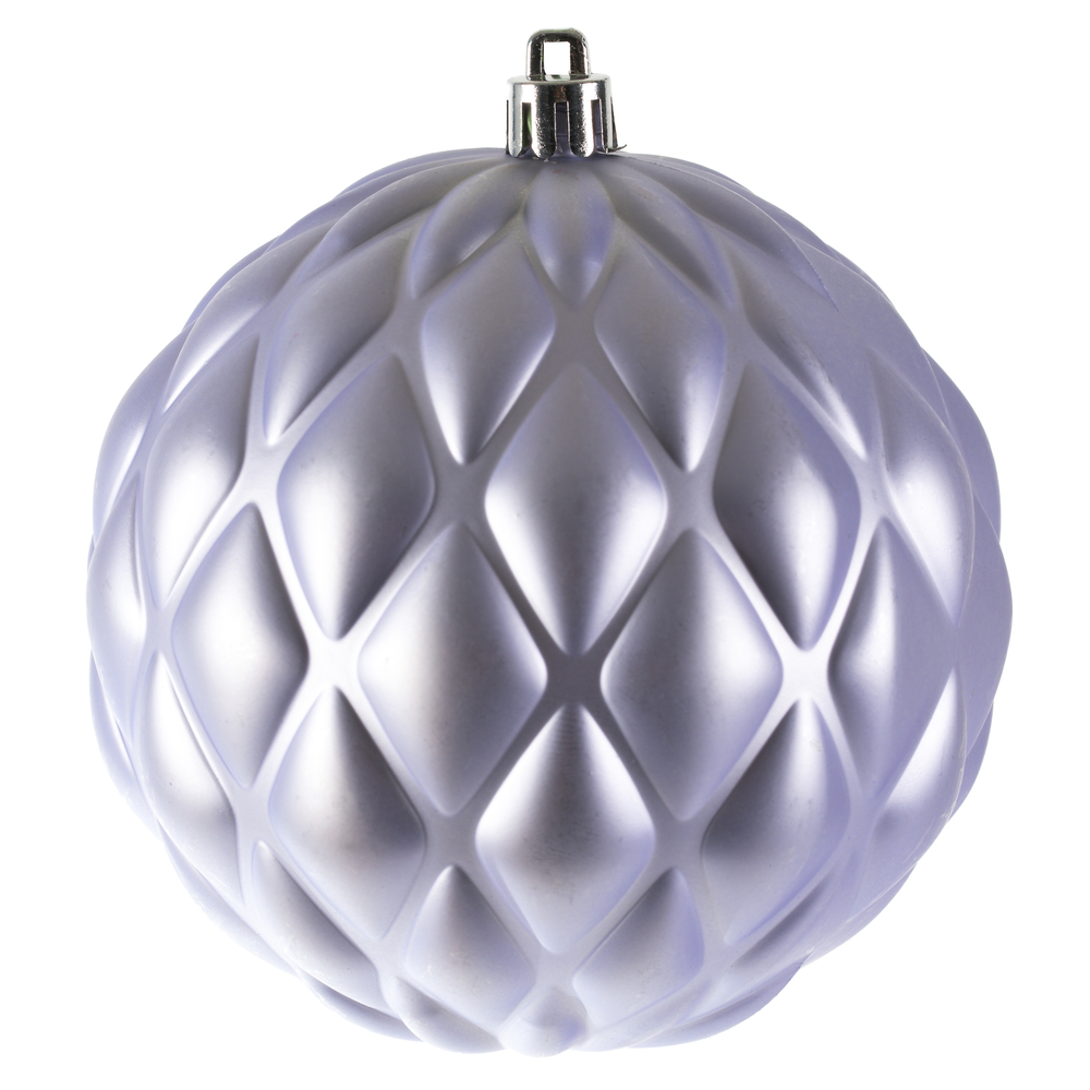 N173234D 4 in. Matt Round Pine Cone Ornament, Lilac - 6 Bag