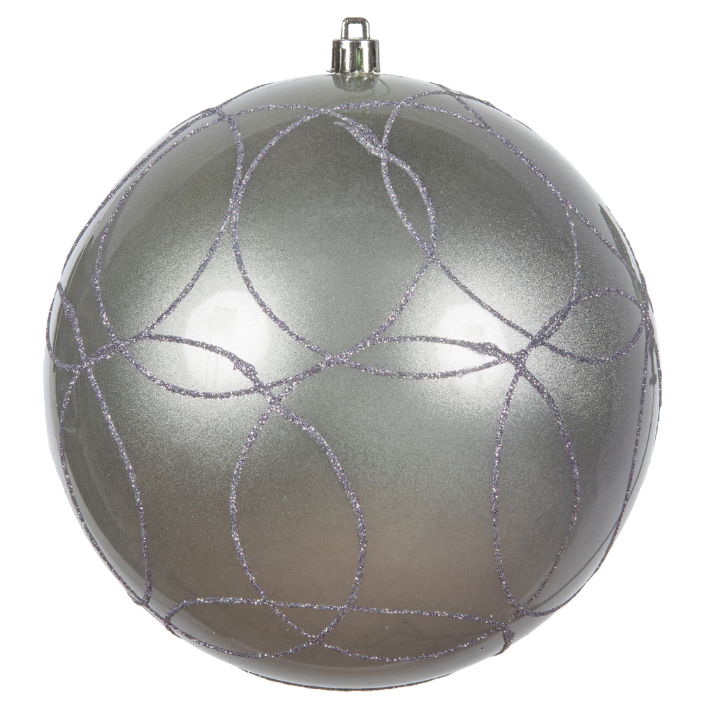 N182634D 6 in. Candy Ornament with Circle Glitter Pattern, Lilac - 3 Per Bag