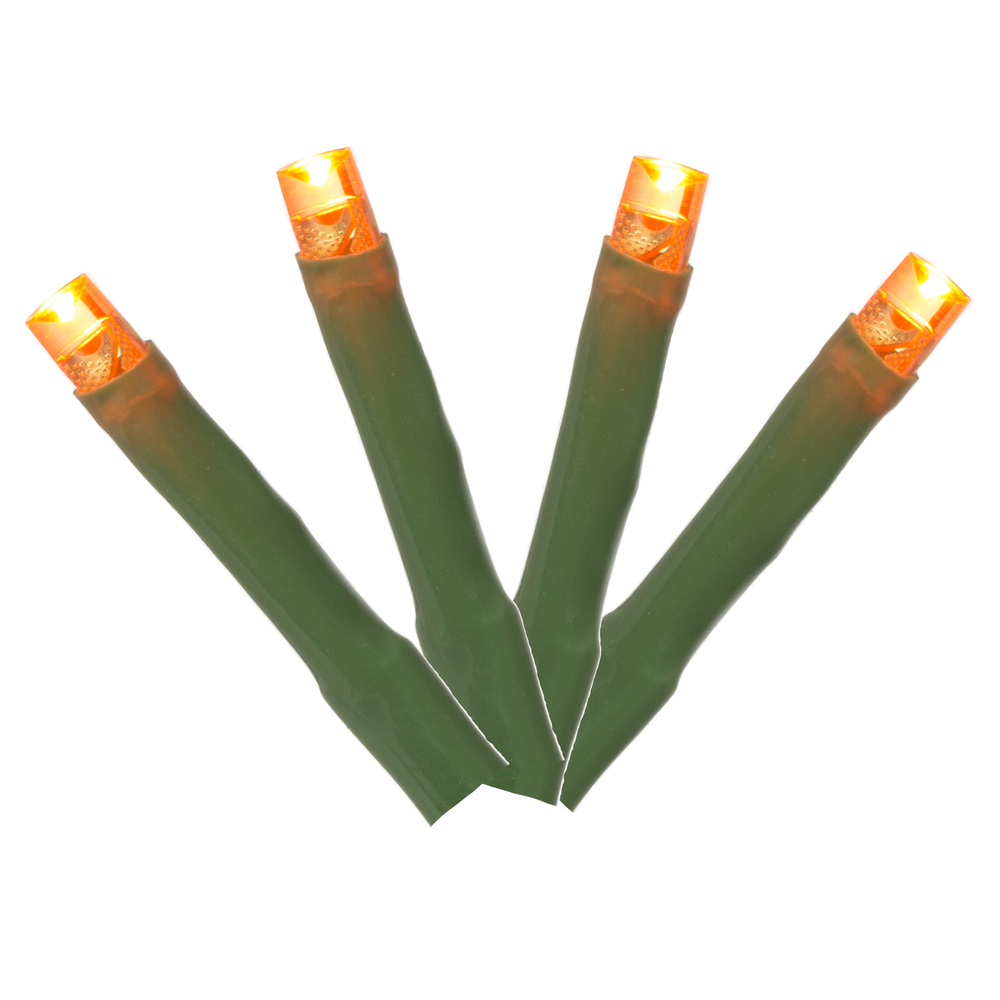 X17G248 144 Light x 24 ft. Cluster LED Christmas Light Set with Green Wire, Orange