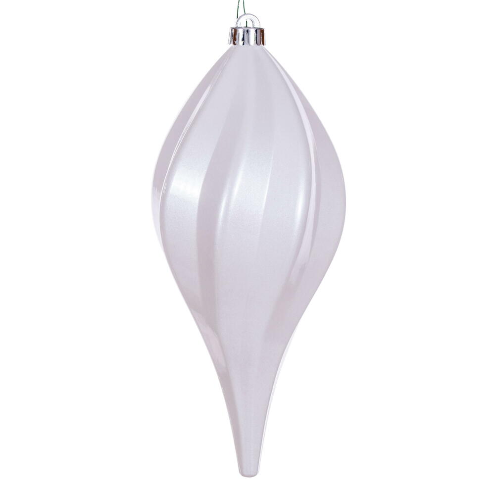 N189611DCV 12 in. Candy Swirl UV Drop Christmas Ornament, White