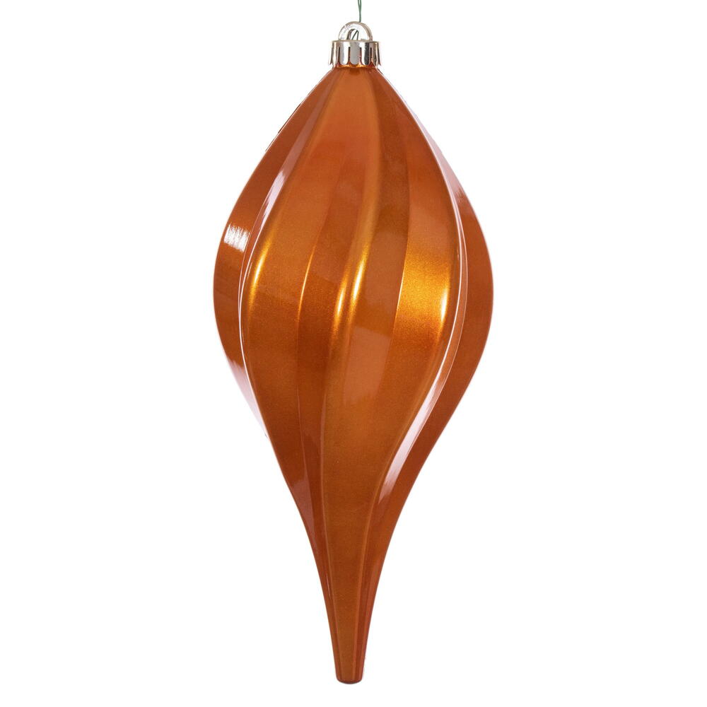 N189688DCV 12 in. Copper Candy Swirl Drop Drilled UV Ornament
