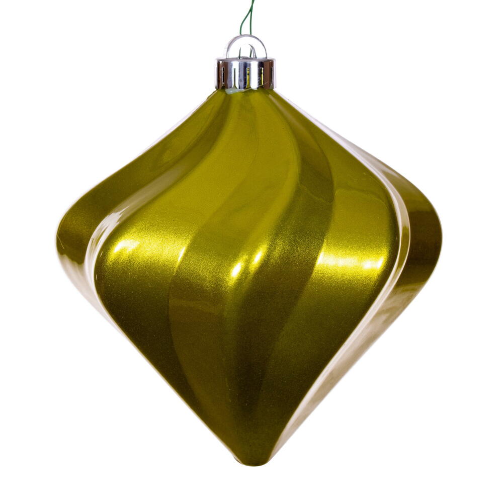 N189873DCV 6 in. Swirl Diamond UV Candy Christmas Ornament, Lime - 3 Per Bag