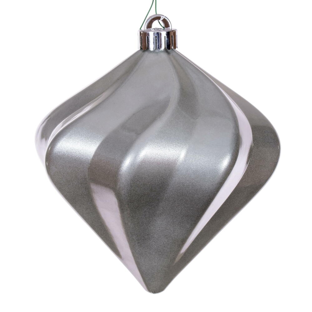 N189887DCV 6 in. Candy Swirl UV Diamond Ornament, Pewter - 3 per Bag