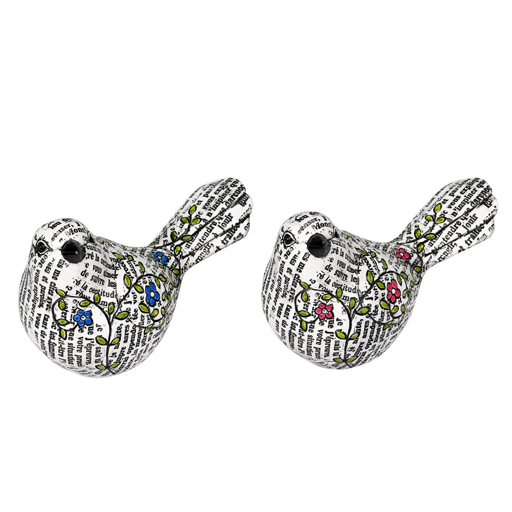 FQ191504 6.25 in. Assortment  spaper Flower Birds Accent, White
