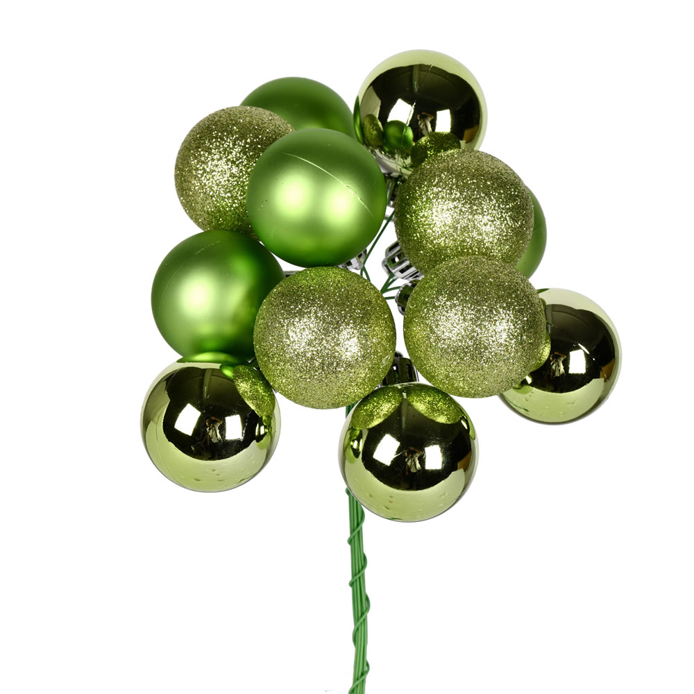 N192554 12 in. Ball Ornament Christmas Pick, Celadon - 4 Per Bag