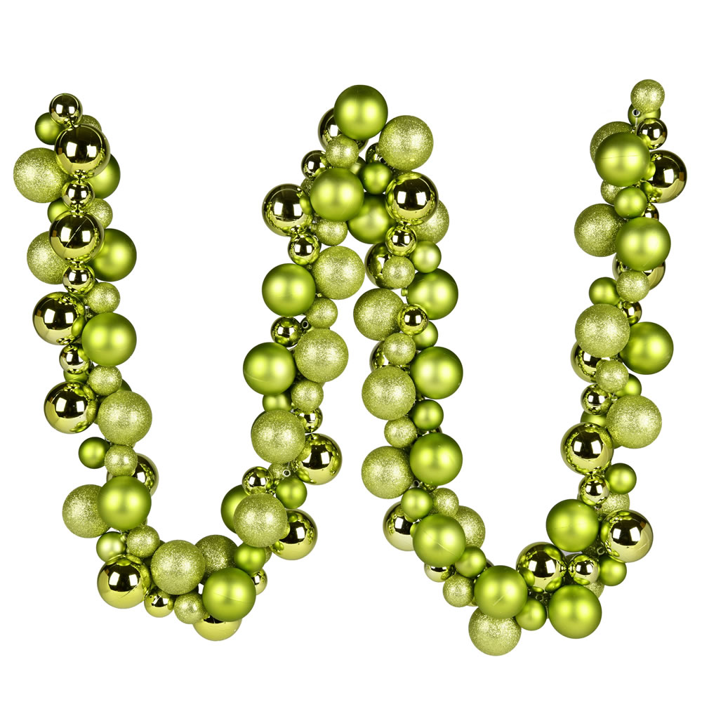 N191273 6 ft. Assorted Ornament Ball Christmas Garland, Lime