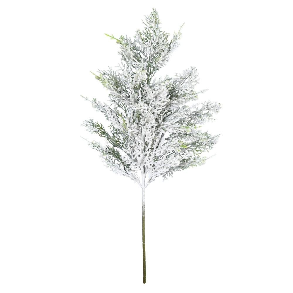 FJ192004 27 in. Artificial Snowy Cedar Spray, Green - 2 Per Bag
