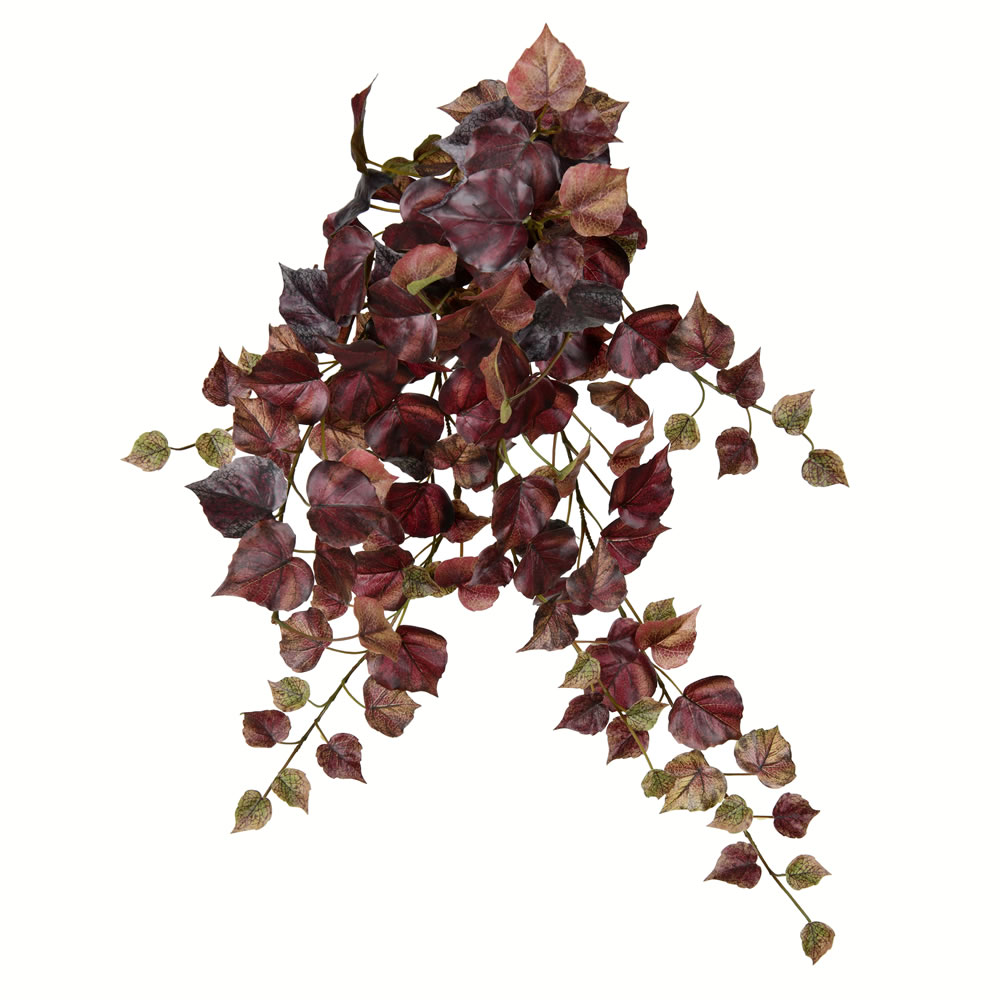 FZ190528 28 in. Artificial Grape Leaf Hanging Bush, Burgundy - Pack of 2