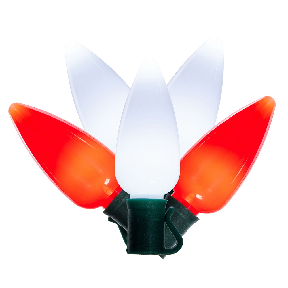 X12GC966 25 Light x 25 ft. Opaque Ceramic C9 LED Light Set with Green 22AWG Wire, Red & Pure White