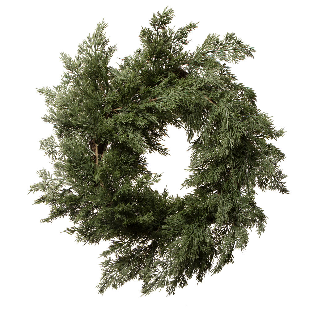 EH213624 24 in. Artificial Cypress Wreath, Green