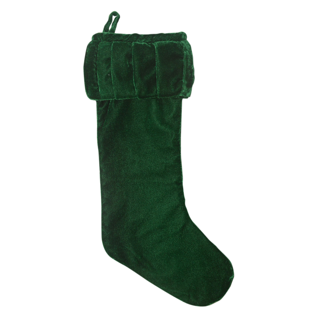 8 x 19 in. Plush Velvet Christmas Stocking, Emerald Green